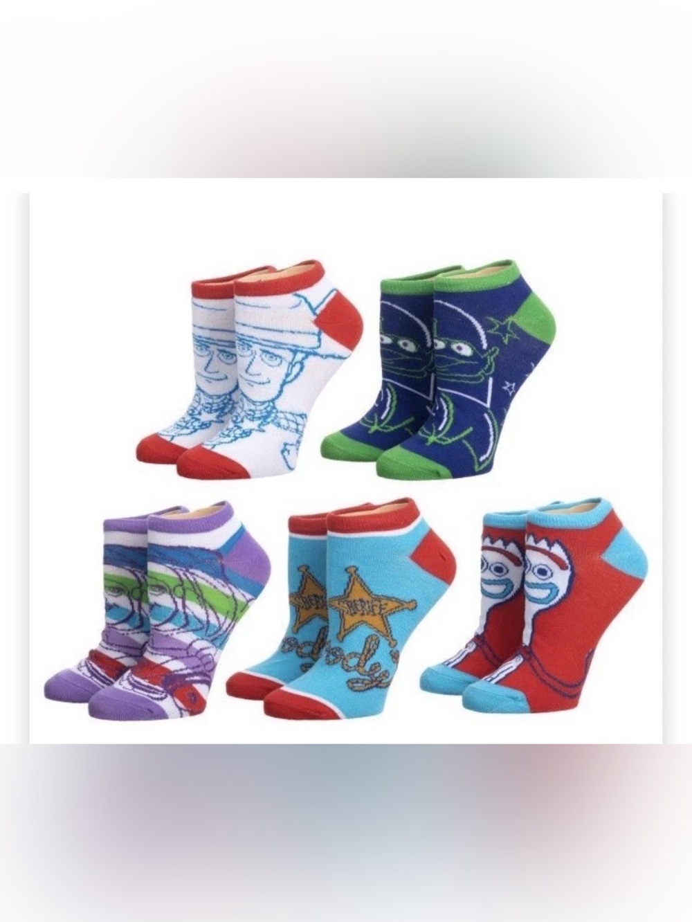 Toy Story 5 Pairs Ankle Socks Fits Shoe SZ 5-10 Sock SZ 9-11 Disney Pixar NEW